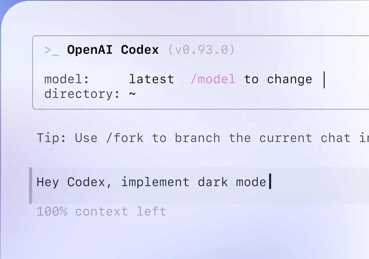 The OpenAI Codex command-line agent waiting for a task in the terminal