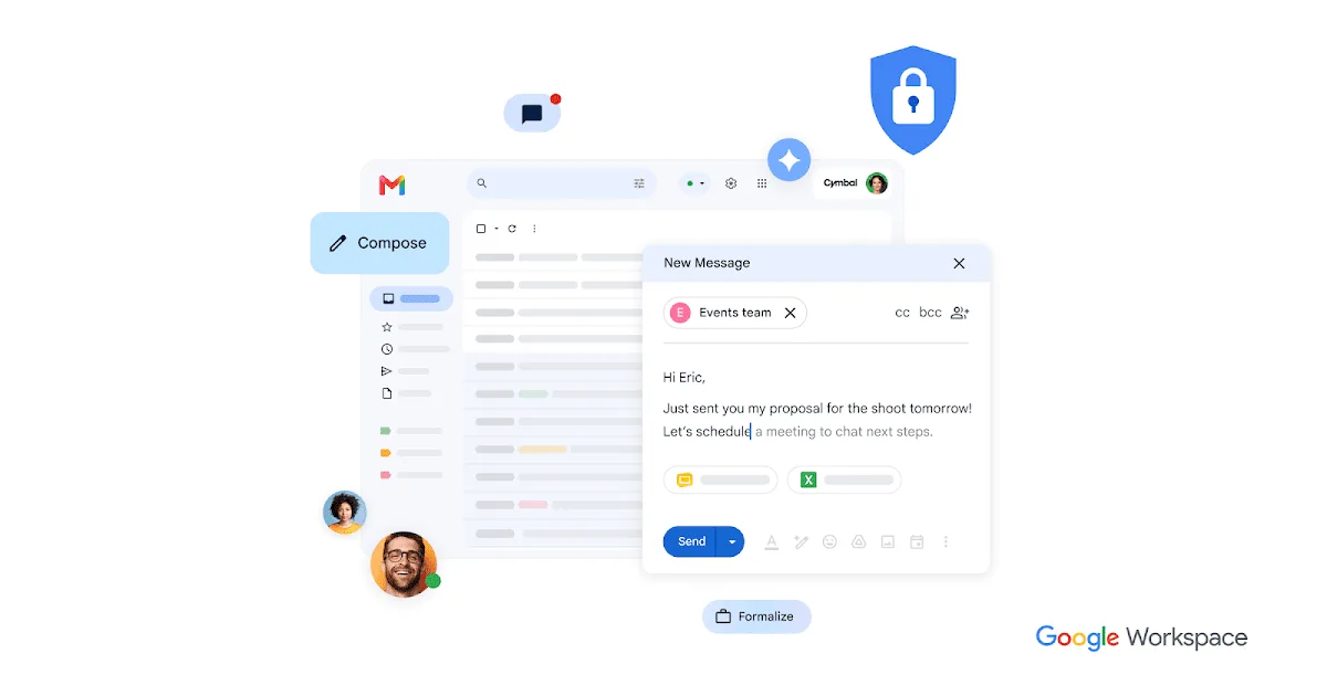 Gmail inbox with a new message being written